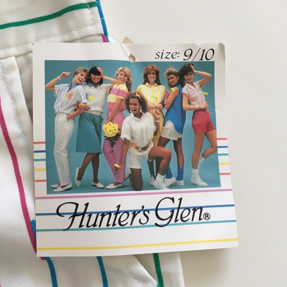 VTG 80s Hunter’s Glen Rainbow Striped Shorts Sz 9/10 High Waisted NOS Japan Made - Picture 2 of 16